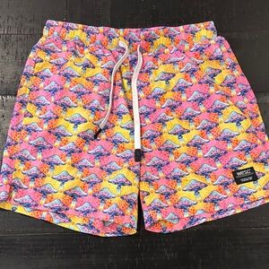 WESC Men's Colorful Pull On Shorts Small Mushroom Colorful